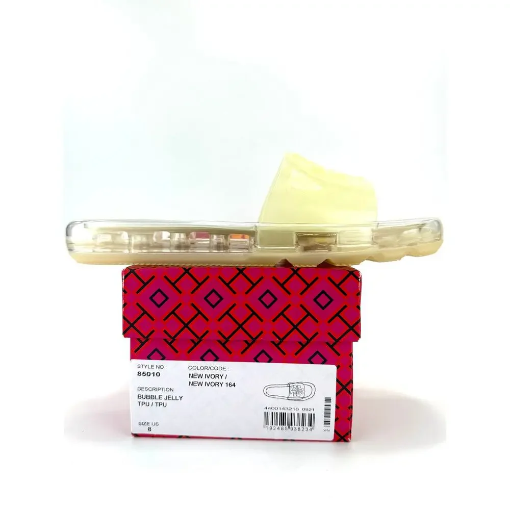 Tory Burch Bubble Jelly Slide Sandal Size 8M Ivory Comfy Beach Pool & Beyond New